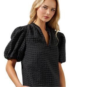White House Black Market Black Textured Blouse